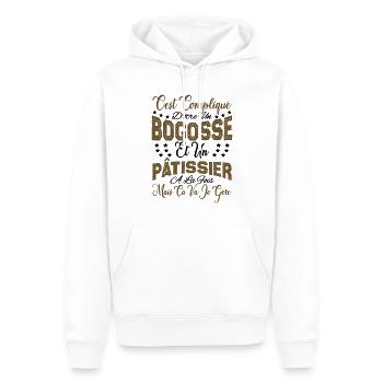 c'est compliqué d'être un Bogosse et un Pâtissier. - Sweat à capuche Premium bio Homme - blanc - Devant - Nico (187cm)