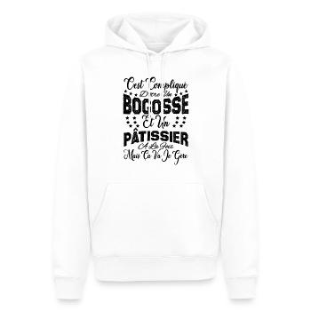 c'est compliqué d'être un Bogosse et un Pâtissier. - Sweat à capuche Premium bio Homme - blanc - Devant - Nico (187cm)