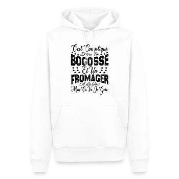 c'est compliqué d'être un Bogosse et un Fromager. - Sweat à capuche Premium bio Homme - blanc - Devant - Nico (187cm)