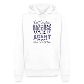 c'est compliqué d'être un Bogosse et un Agent. - Sweat à capuche Premium bio Homme - blanc - Devant - Nico (187cm)