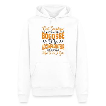 compliqué d'être un Bogosse et un Accompagnateur. - Sweat à capuche Premium bio Homme - blanc - Devant - Nico (187cm)