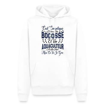 c'est compliqué être un Bogosse et un Aquaculteur. - Sweat à capuche Premium bio Homme - blanc - Devant - Nico (187cm)