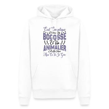 c'est compliqué d'être un Bogosse et un Animalier. - Sweat à capuche Premium bio Homme - blanc - Devant - Nico (187cm)