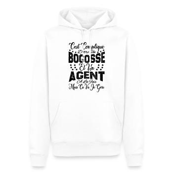 c'est compliqué d'être un Bogosse et un Agent. - Sweat à capuche Premium bio Homme - blanc - Devant - Nico (187cm)