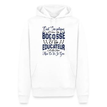c'est compliqué d'être un Bogosse et un Educateur. - Sweat à capuche Premium bio Homme - blanc - Devant - Nico (187cm)