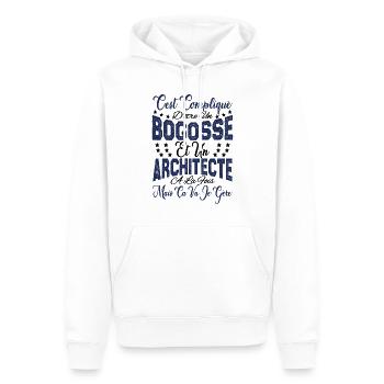 c'est compliqué d'être un Bogosse et un Architecte - Sweat à capuche Premium bio Homme - blanc - Devant - Nico (187cm)