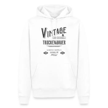 Trockenbauer Vintage - Männer Premium Bio Hoodie - Weiß - Vorne - Nico (187cm)