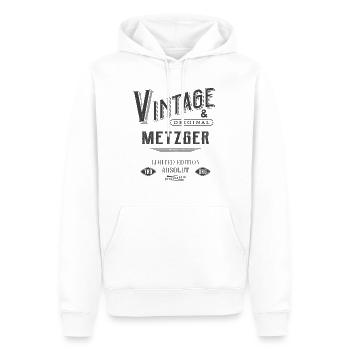 Metzger Vintage - Männer Premium Bio Hoodie - Weiß - Vorne - Nico (187cm)