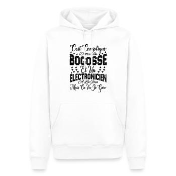 compliqué d'être un Bogosse et un électronicien. - Sweat à capuche Premium bio Homme - blanc - Devant - Nico (187cm)