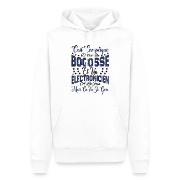 compliqué d'être un Bogosse et un électronicien. - Sweat à capuche Premium bio Homme - blanc - Devant - Nico (187cm)