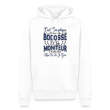 c'est compliqué d'être un Bogosse et un Moniteur. - Sweat à capuche Premium bio Homme - blanc - Devant - Nico (187cm)