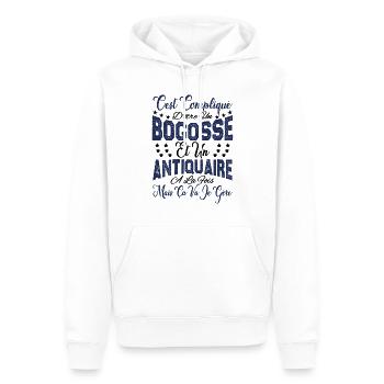 c'est compliqué d'être un Bogosse et un Antiquaire - Sweat à capuche Premium bio Homme - blanc - Devant - Nico (187cm)