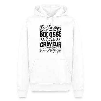 c'est compliqué d'être un Bogosse et un Graveur. - Sweat à capuche Premium bio Homme - blanc - Devant - Nico (187cm)