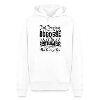 c'est compliqué être un Bogosse et un Restaurateur - Sweat à capuche Premium bio Homme - blanc - Devant - Nico (187cm)