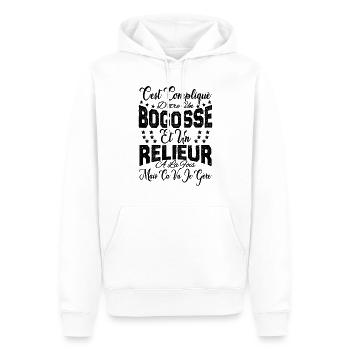 c'est compliqué d'être un Bogosse et un Relieur. - Sweat à capuche Premium bio Homme - blanc - Devant - Nico (187cm)