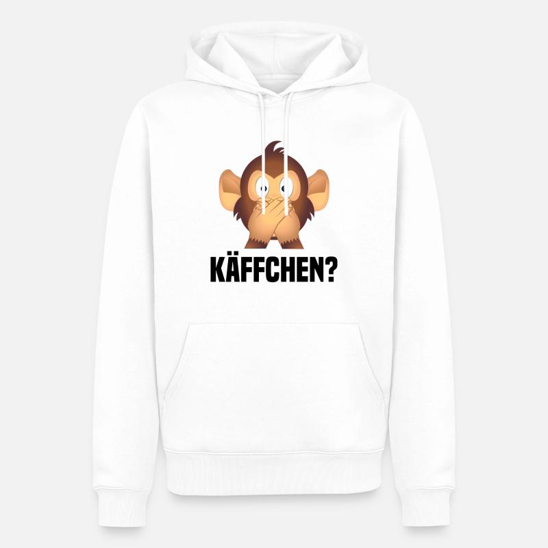 Käffchen? Lustiger Affe - Männer Premium Bio Hoodie - Weiß