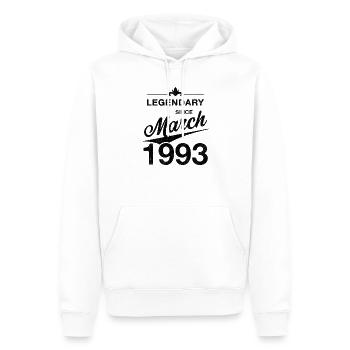 30. Geburtstag Legendär März 1993 Jahrgang 93 - Männer Premium Bio Hoodie - Weiß - Vorne - Nico (187cm)