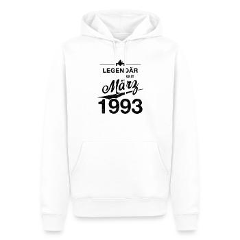 30. Geburtstag Legendär März 1993 Jahrgang 93 - Männer Premium Bio Hoodie - Weiß - Vorne - Nico (187cm)