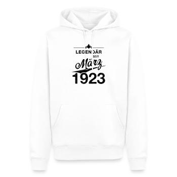 100. Geburtstag Legendär März 1923 Jahrgang 23 - Männer Premium Bio Hoodie - Weiß - Vorne - Nico (187cm)