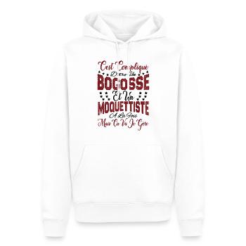 c'est compliqué être un Bogosse et un Moquettiste. - Sweat à capuche Premium bio Homme - blanc - Devant - Nico (187cm)