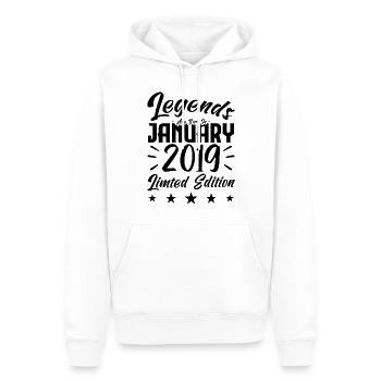 Naissance En Janvier 2019. Cadeau d'anniversaire. - Sweat à capuche Premium bio Homme - blanc - Devant - Nico (187cm)