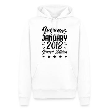 Naissance En Janvier 2018. Cadeau d'anniversaire. - Sweat à capuche Premium bio Homme - blanc - Devant - Nico (187cm)