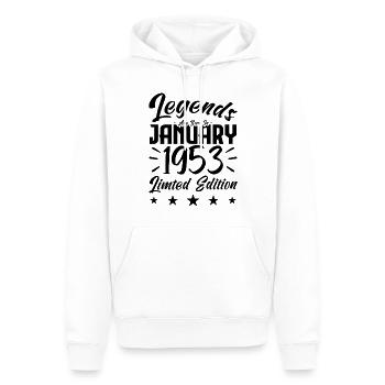 Geboren im Januar 1953. Geburtstagsgeschenk. - Männer Premium Bio Hoodie - Weiß - Vorne - Nico (187cm)