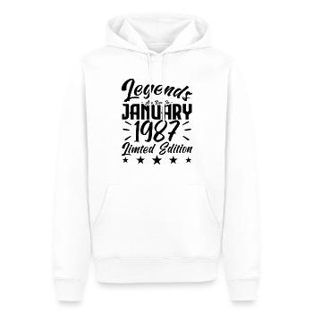 Geboren im Januar 1987. Geburtstagsgeschenk. - Männer Premium Bio Hoodie - Weiß - Vorne - Nico (187cm)