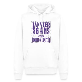Janvier 36 ans. Cadeau 36 ans janvier anniversaire - Sweat à capuche Premium bio Homme - blanc - Devant - Nico (187cm)