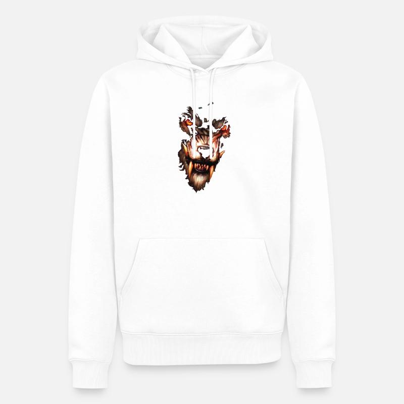 Fierce Wolf Head Design - Männer Premium Bio Hoodie - Weiß