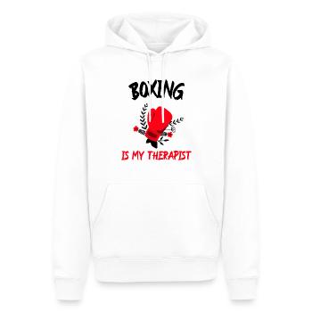 Boxing is my therapist - Männer Premium Bio Hoodie - Weiß - Vorne - Nico (187cm)