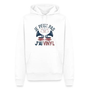 Je peux pas j'ai vinyle Cadeau amoureux de musique - Sweat à capuche Premium bio Homme - blanc - Devant - Nico (187cm)