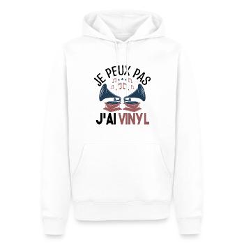 Je peux pas j'ai vinyle Cadeau amoureux de musique - Sweat à capuche Premium bio Homme - blanc - Devant - Nico (187cm)