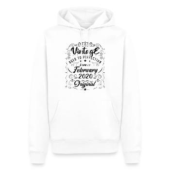Vintage Né(e) en Février 2020 anniversaire février - Sweat à capuche Premium bio Homme - blanc - Devant - Nico (187cm)