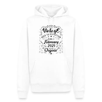 Vintage Né(e) en Février 2021 anniversaire février - Sweat à capuche Premium bio Homme - blanc - Devant - Nico (187cm)