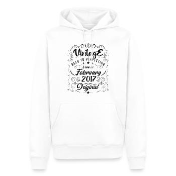 Jahrgang geboren im Februar 2017 Jubiläum Februar - Männer Premium Bio Hoodie - Weiß - Vorne - Nico (187cm)