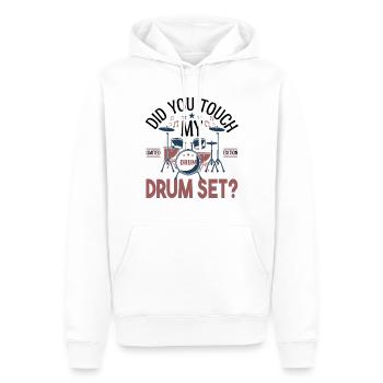 Did you touch my Drum set, Cadeau batteur Batterie - Sweat à capuche Premium bio Homme - blanc - Devant - Nico (187cm)