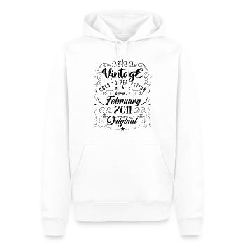 Vintage Né(e) en Février 2011 anniversaire février - Sweat à capuche Premium bio Homme - blanc - Devant - Nico (187cm)