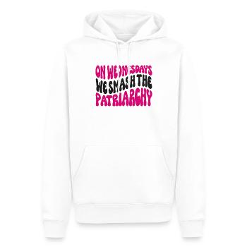 Le mercredi, nous brisons le patriarcat - Sweat à capuche Premium bio Homme - blanc - Devant - Nico (187cm)