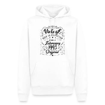 Vintage Né(e) en Février 1993 anniversaire février - Sweat à capuche Premium bio Homme - blanc - Devant - Nico (187cm)