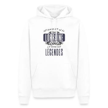Cadeau Humour Homme Lorrain - Sweat à capuche Premium bio Homme - blanc - Devant - Nico (187cm)