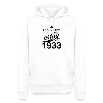 90e anniversaire Légendaire Mai 1933 Année 33 - Sweat à capuche Premium bio Homme - blanc - Devant - Nico (187cm)
