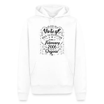 Vintage Né(e) en Février 2006 anniversaire février - Sweat à capuche Premium bio Homme - blanc - Devant - Nico (187cm)