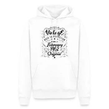 Vintage Born in February 1962 Anniversary February - Men’s Premium Organic Hoodie - white - Front - Nico (187cm)