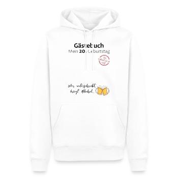 20. Geburtstag Party Gästebuch Junge Mädchen - Männer Premium Bio Hoodie - Weiß - Vorne - Nico (187cm)