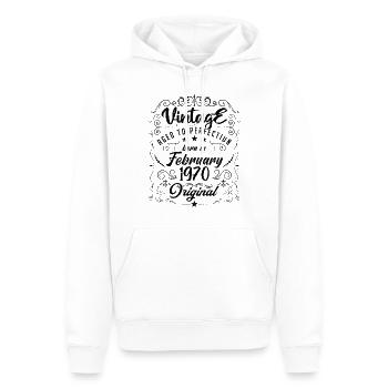 Vintage Né(e) en Février 1970 anniversaire février - Sweat à capuche Premium bio Homme - blanc - Devant - Nico (187cm)