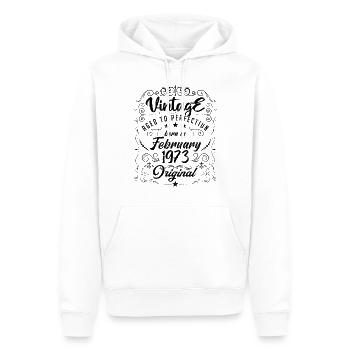 Vintage Born in February 1973 Anniversary February - Men’s Premium Organic Hoodie - white - Front - Nico (187cm)