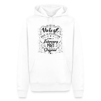 Vintage Né(e) en Février 1981 anniversaire février - Sweat à capuche Premium bio Homme - blanc - Devant - Nico (187cm)