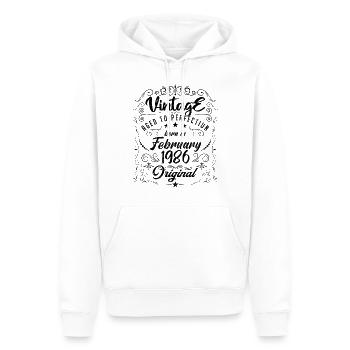 Vintage Né(e) en Février 1986 anniversaire février - Sweat à capuche Premium bio Homme - blanc - Devant - Nico (187cm)