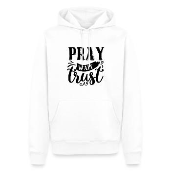 Pray Wait Trust - Männer Premium Bio Hoodie - Weiß - Vorne - Nico (187cm)